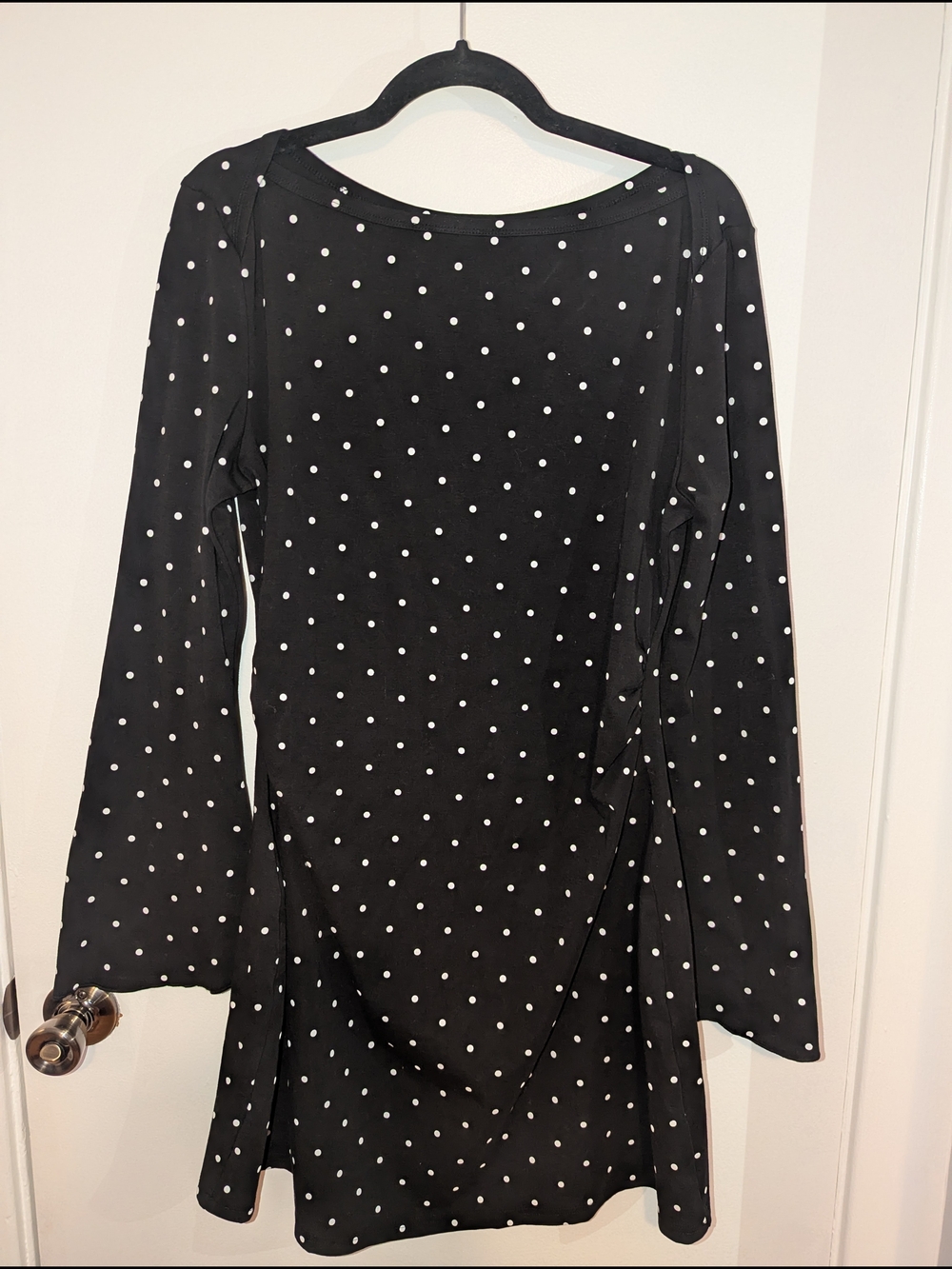 Cider Black & White Polka Dot Long-Sleeve Wrap Dress